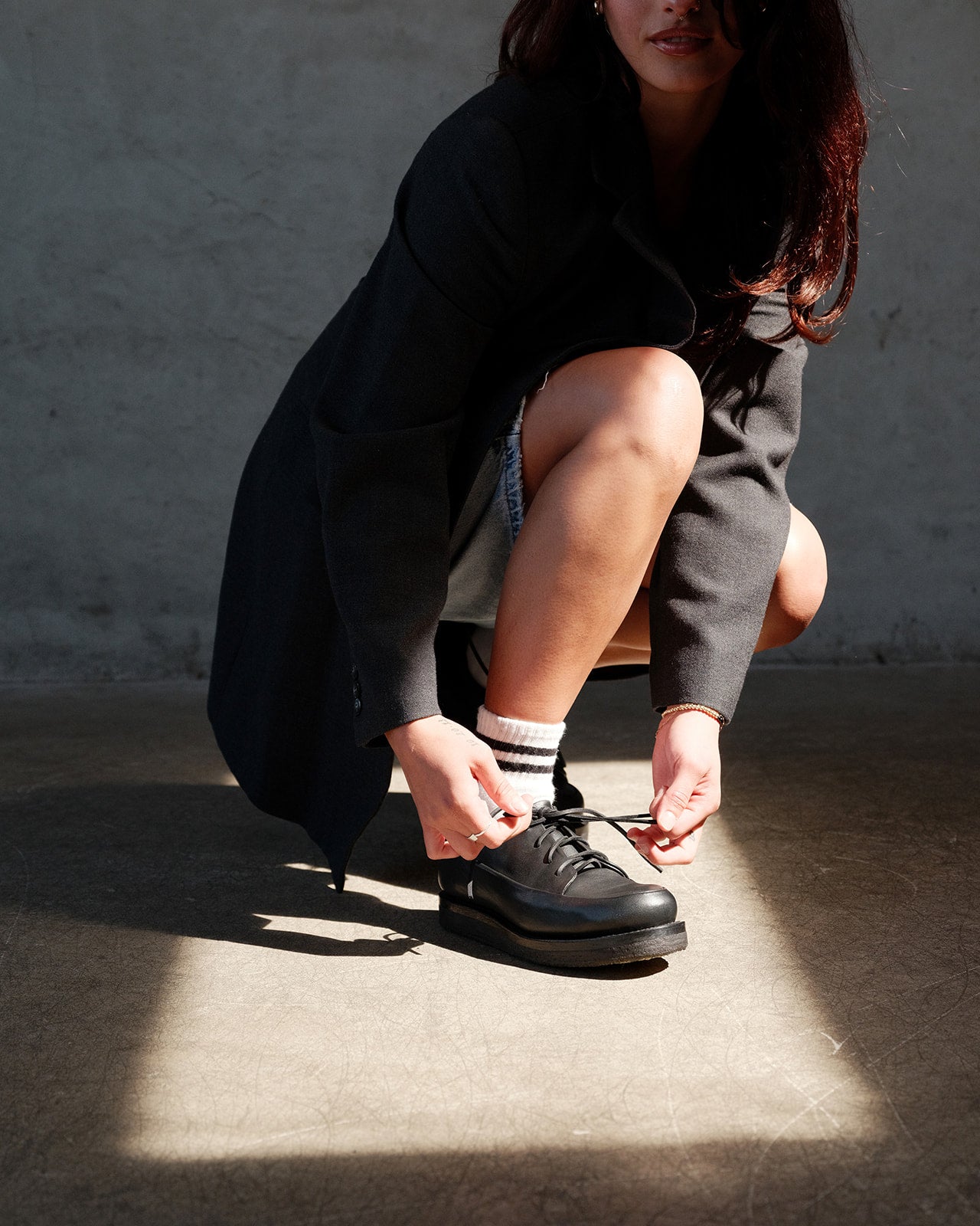 PE1.1 [Laced Low Top Shoe] - Black